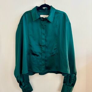 LOFT Women's Teal Button Down Shirt
